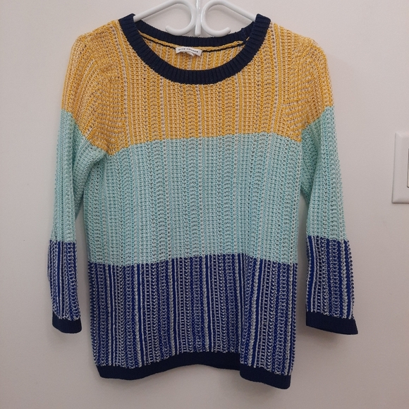 Club Monaco Color block Striped Knit Sweater Rainbow 90s - Picture 2 of 9